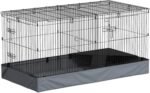 PawHut Guinea Pig Cage, Rabbit Cage Bunny Enclosure Small Animal Playpen with Removable Top, Separate Areas, Waterproof Bottom Liner, Ramp, Perch, for Hedgehogs, Black - Image 2