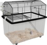 PawHut Hamster Cage with Accessories, Portable Small Animal Cage Includes Detachable Bottom, Ramp, Platform, Food Bowl, Water Bottle, 22" x 17" x 22" - Image 2