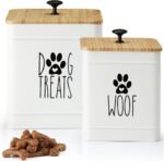 Perfnique Dog Treat Container, Dog Treat Jar Set of 2 with Airtight Lid, Dog Cookie Jar for kitchen Counter, Pet Treat Container, Dog Treat Canister and Storage, 7.8x6.2" & 7.3x5.5" (White) - Image 2