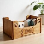 Personalized Wooden Pet Toys Storage Box – Custom Name Engraved Toy Organizer for Dogs & Cats – Handmade Wood Bin with Paw Print Accents (Custom Pet Name) - Image 2