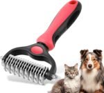 Pet Grooming Brush, Double Sided Undercoat Rake for Dogs & Cats, Professional Deshedding Brush and Dematting Tool, Safe and Effective Removing Knots, Mats, Tangles,and Flying Hair (Pink) - Image 2