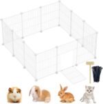 Pet Playpen, Small Animals Playpen with Door, Encrypted Metal Wire Rabbit Fence, Guinea Pigs Cages, Puppy Pen Kitten Playpen, Indoor & Outdoor Yard Fence for Small Animals White - Image 2