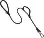 PetBonus Double Handle Rope Dog Leash, 5FT Heavy Duty Training Lead with Lockable Hook and 2 Comfortable Padded Handles, Reflective Walking Nylon Leash for Large Medium Dogs (55-200 lbs, Black Grey) - Image 2