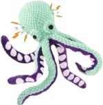 Plush Octopus Dog Toy, Mint Green and Purple, Interactive Squeaky Pet Chew Toy - Image 2