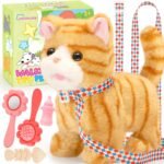 Plush Toys Cat for Kids with Leash, Interactive Electronic Kitty That Walking,Meowing, and Tail Wagging, Stuffed Cat Christmas Birthday Gift for Boys and Girls - Image 2