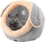 PowerKing Cat Bed for Indoor Cats,Cat House Furniture for Pet Kitten Tent Cave,Cute Dog Beds for Puppy Medium Dogs with Removable Washable Soft Cushioned Pillow,Grey - Image 2