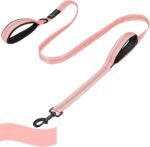 PuppyDoggy Dog Leash for Large Medium Dogs 6Ft x 1" Reflective Stitching Large Leash with 2 Traffic Padded Handles Dog Lead Rope for Running Walking Training (Pink 1 Pack) - Image 2