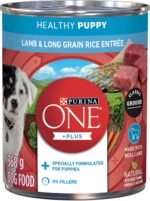 Purina ONE +Plus Classic Ground Wet Puppy Food, Lamb & Long Grain Rice Entree - 368 g Can (12 Pack) - Image 2