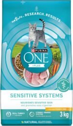 Purina ONE +Plus Dry Cat Food, Sensitive Systems Turkey - 3 kg Bag - Image 2