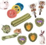 Rabbit Chew Toys for Teeth, FIPASEN 16PCS Natural Timothy Hay Chew Toy, Improve Dental Health for Bunny/Chinchilla/Guinea Pig/Hamsters/Holland Lop, Small Rodent Pet Molar Teeth Treats Toys - Image 2
