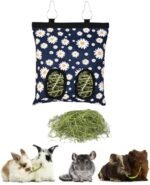 Rabbit Hay Feeder Bag, Hanging Washable 2-Hole Hay Dispenser for Bunny, Guinea Pigs, Chinchillas,Hamsters Rats and Other Small Pets Small Animal (Daisy) - Image 2
