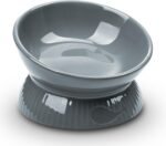 Raised Cat Bowl, Ceramic Tilted Cat Food Bowls, Stress Free, Anti Vomiting, Prevent Black Chin, Whisker Friendly, Dishwasher Safe, Elevated Pet Bowl for Dry and Wet Food, Grey - Image 2