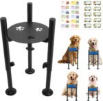 Raised Single Dog Bowl Stand for Large Dogs, Adjustable 8.1-14" Height, Dog Dishes Stand for 6-10" Wide Bowls，Tall Dog Bowls Holder with 2PC Name Label Stickers，Black(Bowl Not Included) - Image 2