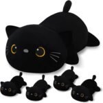 SQEQE Black Cat Mommy Stuffed Animal with 4 Babies Cat in her Tummy, Cute Black Cat Plush Toys for Kids, Gifts Ideal for Christmas, Valentine's, Birthday - Image 2