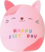 SQEQE Cat Plush Cuddly Birthday Cat Stuffed Animal Toy Soft Kitty Plush Pillows Cartoon Cat Plushies Doll Gift for Kids Birthday (Pink, 10 inch) - Image 2