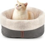 Self Warming Cat Bed, 17.7" x 13.7" Anti-Slip Soft Round Thermal Pet Cushion Bed for Kittens & Small Puppy, Gray - Image 2