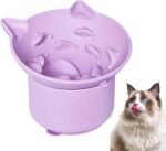 Silicone Slow Feeder Cat Bowl, Elevated Slow Feeder Bowl Tilt Design, Anti-Slip Base Adjustable Angle, Ergonomic Neck Relief for Dry and Wet Food (Purple) - Image 2