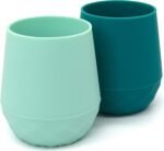 Silicone Training Cups for Babies 4 Months+ | Tiny Transition Cups for Baby Boy, Baby Cup 6-12 Months, Set of 2 Open Cups 2oz, Baby Essentials (Aquamarine) - Image 2