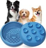 Slow Feeder Dog Bowl for Medium Small Pets Dog Lick Bowl Enrichment Bowl Anxiety Relief Anti-Choking Puzzle Dog Food Bowls Silicone Insert with Suction Cups Dishwasher Safe(Blue) - Image 2