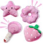 Small Dog Toys, Squeaky Dog Toy for Small Dogs- Pink Cute Puppy Toys, 4 Packs Pet Chew Toys for Fun, Interactive Dog Plush Toys for Puppies, Doggie Birthday Gifts - Image 2