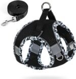 Small No Pull Dog Harness and Leash Set Escape Proof Adjustable Puppy Harness Small Breed Reflective Mesh Pet Soft Padded Vest Safe Walking Harnesses for Small Dogs Cat Kitten (Black-S) - Image 2