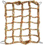 Small Pet Climbing Rope Net, with 4 Silver Hooks - Versatile Ferret Toys & Rat Cage Accessories That Doubles as a Toy Hammock and Ladder for Birds, Rats, and Rodent Habitats - Image 2