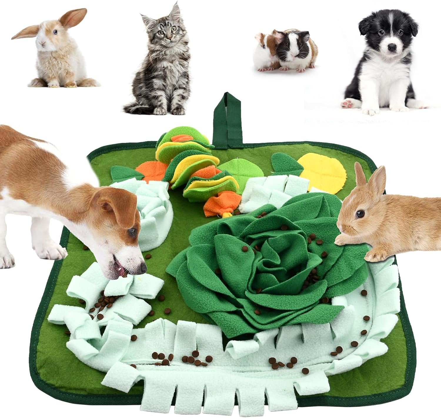 Snuffle Mat, Guinea Pig Foraging Mat Rabbit Foraging Food Mat Sniffing Mat Rabbit Toys Pet Snuffle Pad Feeding Mat for Dogs Rabbits Guinea Pigs Puppy Chinchillas Small Animals (Multicolor 1, OneSize) - Image 2