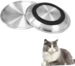 Stainless Steel Cat Bowls, Set of 2 Anti Whisker Fatigue Wide Cat Plates Non-Slip Feeding Dishes for Wet Dry Food and Water for Cats and Small Dogs (6.7") - Image 2