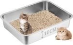 Stainless Steel Cat Litter Box, 45×35×10cm Low Entry Metal Litter Pan, Small Litter Box for Little Cats and Kittens, Easy Cleaning, Odor Free - Image 2