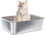 Stainless Steel Litter Box, 17.7"x13.8"x6" Medium to Large Metal Litter Box for Kitty/Cat/Rabbits, Easy to Clean, Non Stick Litterbox No Smell for Adult Cats - Image 2