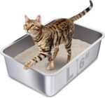 Stainless Steel Litter Box, 20"x14"x6"(Height) Large Metal Litter Box, Easy to Clean, Non Stick No Smell Steel Litterbox for Adult Cats/Kitty - Image 2