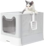 Susire Large Cat Litter Box: Kitty Top Entry Litterbox Tray with Lid - Indoor Cats Foldable Covered Toilet with Drawer - Kitten Closed Potty with Scoop,Easy to Clean - Image 2