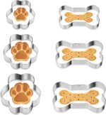 TIESOME 6 PCS Dog Bone Cookie Cutter, 3 Sizes Dog Bone Dog Paw Print Cookie Cutters Set Stainless Steel Biscuit Mold Dog Theme Party Cookie Cutter Dog Treats Cutters Molds for Homemade Treats Baking - Image 2