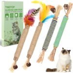 TINDTOP Cat Chew Toys, 4 Pack Silvervine Chew Sticks for Kittens Teeth Cleaning, Matatabi Dental Care, Increase Appetite, Aggressive Chewers Cat Dental Toy - Image 2