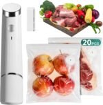 TOWODE Vacuum Sealer for Food - Cordless Handheld 1200mAh Vacuum Sealer Machine Compact Food Vacuum Sealer with 20 Pcs Sealer Bags for Food Preservation & Fresh, Meal Prep - Image 2