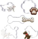 TXIN 5 Styles Cookie Cutters for Dog Treats, Puppy Dog Paws and Dog Bone Shaped Cookie Cutter, Stainless Steel Dog Biscuit Cutter DIY Homemade Baking Tools - Image 2