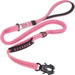 Tactical Bungee Dog Leash - Pink Heavy Duty Leash for Large Dogs with Reflective Stitching, 2 Handles, Seatbelt Clip, 4-6FT - Image 2