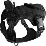 Tactical Dog Harness and Leash Set for Small Medium Large Dogs Reflective Pet Harness Waterproof Adjustable Dog Vest Handle Bag Night Easy Walk Hiking Training (Black, Small) - Image 2