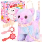 Tagitary Plush Toys Cat for Kids,Interactive Electronic Cat Toys That Can Move,Meow and Wag Tail,Stuffed Toys for Kids with Leash,Easter Christmas Birthday Gift for Toddlers Kids - Image 2
