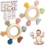 Teething Toys for Babies, 2 Pack Teether for Baby, Silicone Teething Ring for Sucking Needs, BPA Free Baby Toys 0-3-6-12 Months, Nursing Accessories Chew Gift Toys for Teething Pain Relief - Image 2