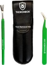 TickCheck Premium Tick Remover Kit - Stainless Steel Tick Remover + Tweezers, Leather Case, and Free Pocket Tick Identification Card (1) - Image 2