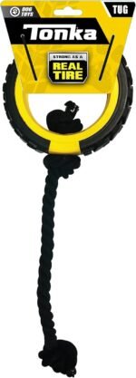 Tonka Mega Tread Rope Tug Dog Toy, Lightweight, Durable and Water Resistant, 15 Inches, for Medium/Large Breeds, Single Unit, Yellow/Black - Image 2