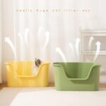 Vealind XL Cat Litter Box for Big Cats, Jumbo High Sided Extra Large Cat Litter Box for Multiple Cats, Green Big Open Kitty Litter Box - Image 2