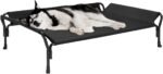 Veehoo Raised Dog Bed XL, Elevated Pet Cot with Guardrail & Slope Headrest, Durable Breathable Teslin Mesh Dog Cot, Washable Pet Bed with Non-Slip Feet for Indoor & Outdoor, 120×81cm, Black - Image 2