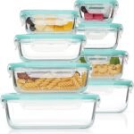 Vtopmart 8 Pack Glass Container Food Storage, Glass Meal Prep Containers with Lids, Airtight Lunch Boxes with Leak Proof Locking Lids, for Microwave, Oven, Freezer and Dishwasher, Green - Image 2