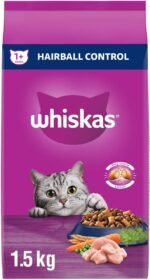 WHISKAS Adult Dry Cat Food - Hairball Control With Real Chicken, 1.5kg bag - Image 2