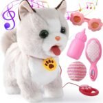 Walking Cat Set Interactive Talking Cat Toy Kitten Repeat What You Say Robot Cat Toy for Girl Singing Dancing Touch Control Cat with Leash Wagging Tail Nodding Plush Electric Ragdoll Kitty Cat for Kid - Image 2