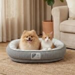 Washable Pet Cat Dog Bed Small Medium,Memory Foam Calming Pet Puppy Dog Crate Beds Cushion for Small Medium Dogs Indoor Cats Crate,Pet Dog Cat Crate Mat with Detachable Bottom and Bolster Cushion - Image 2