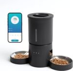 WiFi Dual Automatic Cat Feeder 2 Cats with APP Control,Programmable for 6 Meals/Day,4.2L Large Capacity Dry Pet Food Dispenser for 12 Portions/Meal,Dual Power (Black, Dual Bowls+WiFi) - Image 2