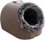 Winter Dog Bed Self-Warming Puppy House Cozy Cat Sleeping Tent Cave Beds Indoor Kitten Nest Kennel Hut for Small Medium Cats(Brown,19.7''X15.7''X13.4'') - Image 2